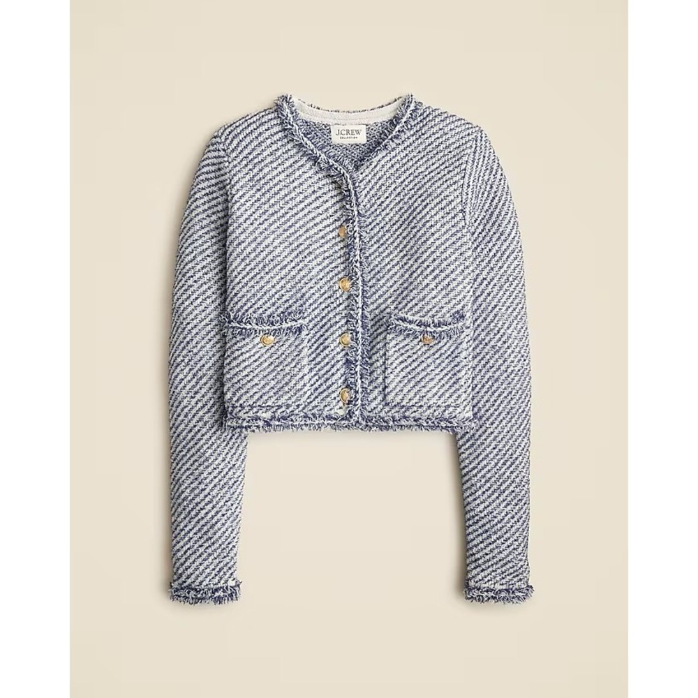 J. Crew Blue and White Tweed Jacket